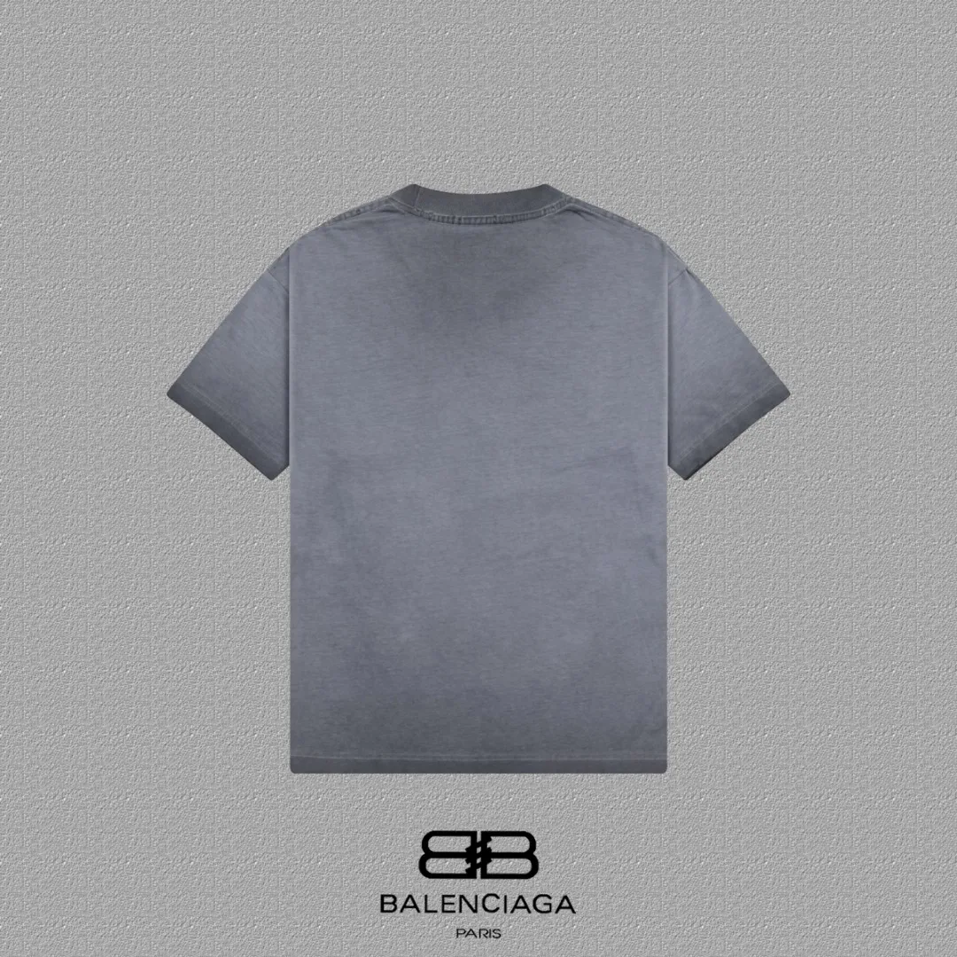 P90✨🔥 [balenciaga] 2026FW Paris lettering short-sleeved T-shirt Premium 26s double yarn 300g fabric, washed and sprayed with old and frayed craftsmanship Color: washed brown, washed Purple, washed Gray Size: S M L XL 2XL